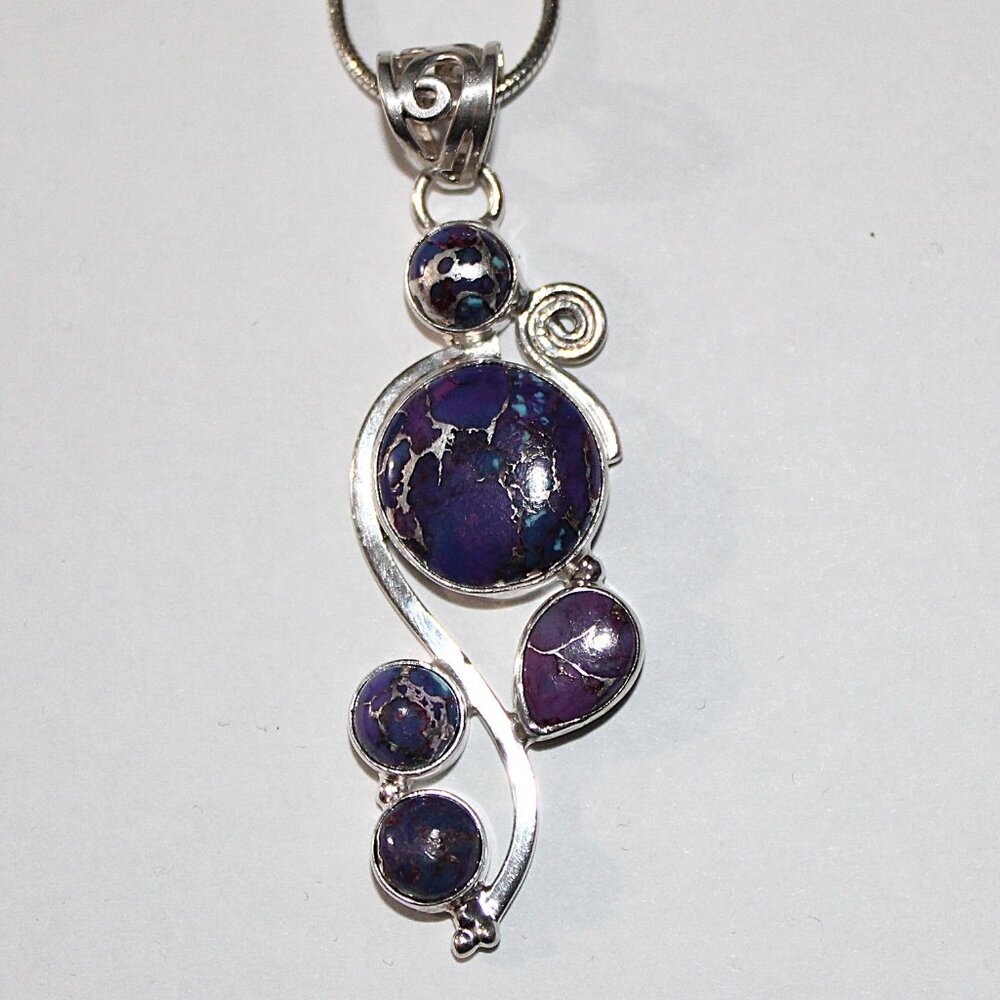 Sterling Silver Purple Mojave Turquoise Necklace 12 Grams